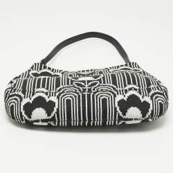 Pre Owned Prada Black/White Maglia Jacquard Fabric Cleo Shoulder Bag