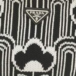 Pre Owned Prada Black/White Maglia Jacquard Fabric Cleo Shoulder Bag