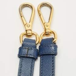 Pre Owned Prada Blue Saffino Leather Medium Double Zip Tote