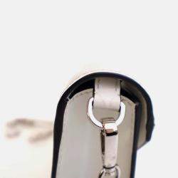 Pre Owned Prada Triangle Mini White Calfskin Shoulder Bag