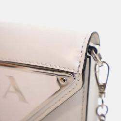 Pre Owned Prada Triangle Mini White Calfskin Shoulder Bag