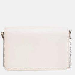 Pre Owned Prada Triangle Mini White Calfskin Shoulder Bag