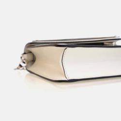 Pre Owned Prada Triangle Mini White Calfskin Shoulder Bag