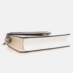 Pre Owned Prada Triangle Mini White Calfskin Shoulder Bag