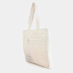Pre Owned Prada White Raffia Shoulder Bag