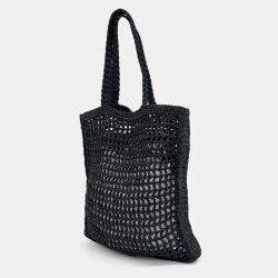 Pre Owned Prada Black Raffia Shoulder Bag