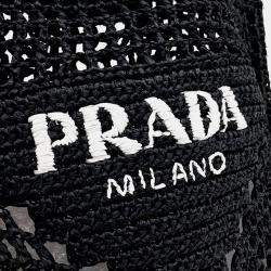 Pre Owned Prada Black Raffia Shoulder Bag