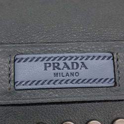 Pre Owned Prada Etiquette Glace Blue Calf Flap Bag