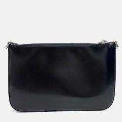 Pre Owned Prada Black Leather Brushed Crossbody Bag