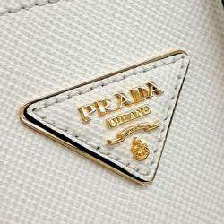 Pre Owned Prada White Saffiano Leather Pannier Tote and Shoulder Bag