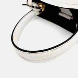 Pre Owned Prada White Saffiano Leather Pannier Tote and Shoulder Bag