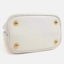 Pre Owned Prada White Saffiano Leather Pannier Tote and Shoulder Bag