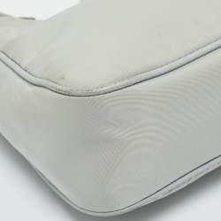 Pre Owned Prada Grey Re Nylon and Saffiano Leather Re-Edition 2005 Shoulder Bag