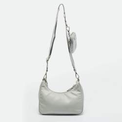 Pre Owned Prada Grey Re Nylon and Saffiano Leather Re-Edition 2005 Shoulder Bag