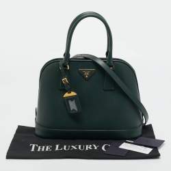 Pre Owned Prada Dark Green Dark Green Leather Open Promenade Bag