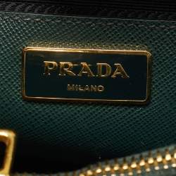Pre Owned Prada Dark Green Dark Green Leather Open Promenade Bag