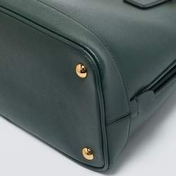 Pre Owned Prada Dark Green Dark Green Leather Open Promenade Bag