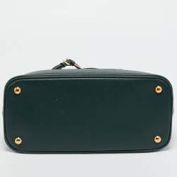 Pre Owned Prada Dark Green Dark Green Leather Open Promenade Bag