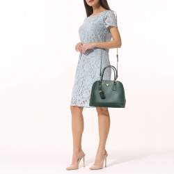 Pre Owned Prada Dark Green Dark Green Leather Open Promenade Bag