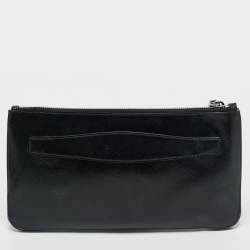 Pre Owned حقيبة كلتش برادا جلد برنيق سافانو أسود مزينة