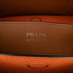 Pre Owned Prada Orange Medium Saffiano Cuir Double Satchel