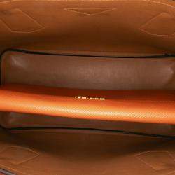 Pre Owned Prada Orange Medium Saffiano Cuir Double Satchel