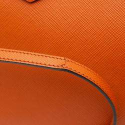 Pre Owned Prada Orange Medium Saffiano Cuir Double Satchel