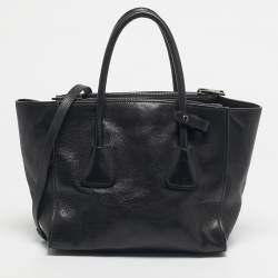 Pre Owned Prada Black Leather Twin Pocket Double Handle Tote