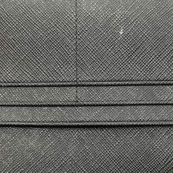 Pre Owned Prada Black Saffiano Metal Leather Triangle Logo Flap Continental Wallet