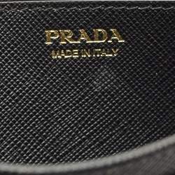 Pre Owned Prada Black Saffiano Metal Leather Triangle Logo Flap Continental Wallet