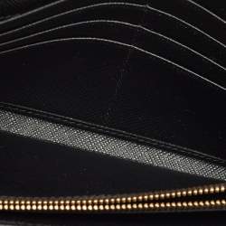 Pre Owned Prada Black Saffiano Metal Leather Triangle Logo Flap Continental Wallet