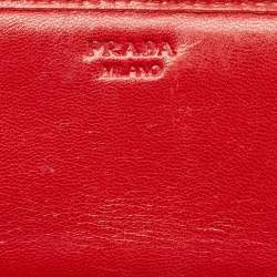 Pre Owned Prada Red Leather Cigarettes and Lips Continental Wallet