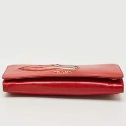 Pre Owned Prada Red Leather Cigarettes and Lips Continental Wallet