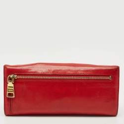 Pre Owned Prada Red Leather Cigarettes and Lips Continental Wallet