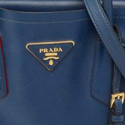 Pre Owned Prada Blue Saffiano Cuir Leather Large Double Handle Tote