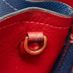 Pre Owned Prada Blue Saffiano Cuir Leather Large Double Handle Tote