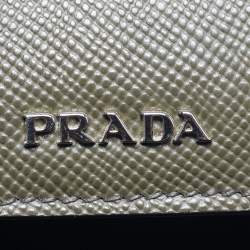 Pre Owned Prada Military Green Saffiano Cuir Leather Large Double Handle Tote