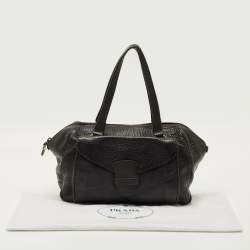 Pre Owned Prada Cacao Brown Pebbles Leather Pocket Zip Satchel