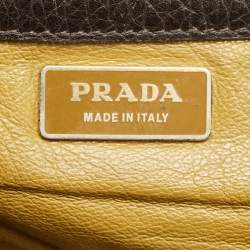 Pre Owned Prada Cacao Brown Pebbles Leather Pocket Zip Satchel