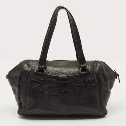 Pre Owned Prada Cacao Brown Pebbles Leather Pocket Zip Satchel