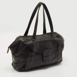 Pre Owned Prada Cacao Brown Pebbles Leather Pocket Zip Satchel