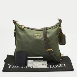 Pre Owned Prada Green/Brown Nylon Flat Messenger Bag