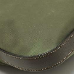 Pre Owned Prada Green/Brown Nylon Flat Messenger Bag