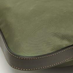 Pre Owned Prada Green/Brown Nylon Flat Messenger Bag