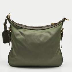 Pre Owned Prada Green/Brown Nylon Flat Messenger Bag