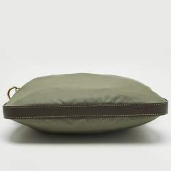 Pre Owned Prada Green/Brown Nylon Flat Messenger Bag