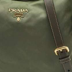 Pre Owned Prada Green/Brown Nylon Flat Messenger Bag