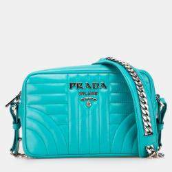 Pre Owned Prada Blue Soft Calf Diagramme Camera Bag
