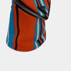 Pre Owned Prada Triangle Logo Multicolor Canvas Shoulder Bag