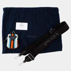 Pre Owned Prada Triangle Logo Multicolor Canvas Shoulder Bag